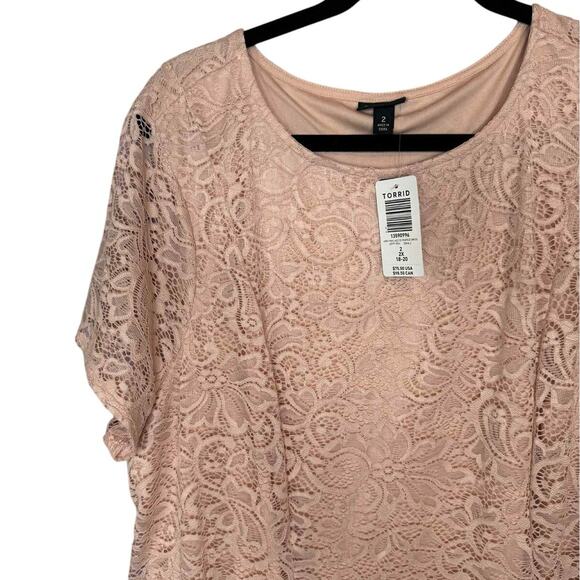 TORRID New With Tags Blush Pink Lace Trapeze Midi Dress Size 2 (18-20) - Picture 4 of 7